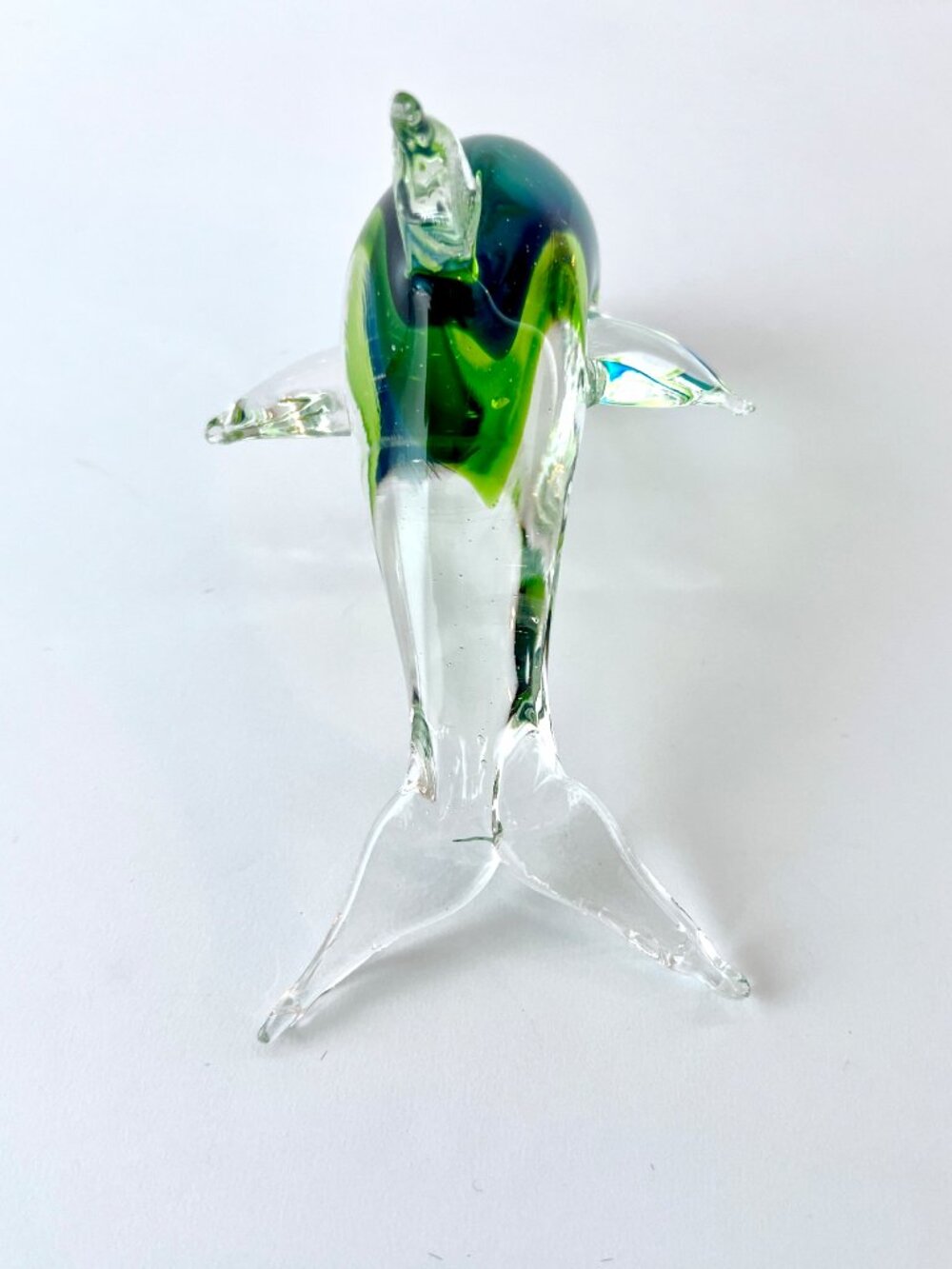 Hand-blown Artisan Glass Dolphin Figure, Sommerso Technique, 6.5" EC - Picture 8 of 10